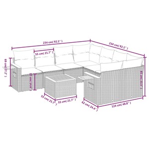 Maison exclusive - salon de jardin avec coussins 9 pcs beige résine tressée