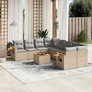 Maison exclusive - salon de jardin avec coussins 9 pcs beige résine tressée