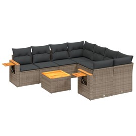 Maison exclusive - salon de jardin 9 pcs avec coussins gris résine tressée