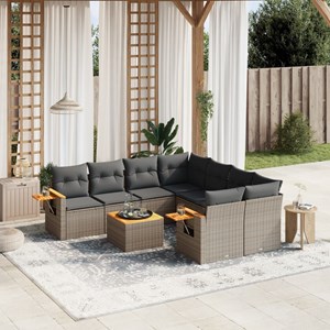Maison exclusive - salon de jardin 9 pcs avec coussins gris résine tressée