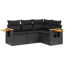 Maison exclusive - salon de jardin 4 pcs avec coussins noir résine tressée