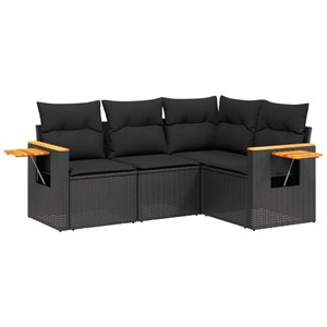 Maison exclusive - salon de jardin 4 pcs avec coussins noir résine tressée