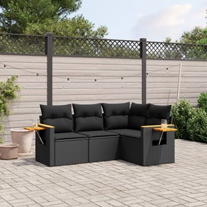 Maison exclusive - salon de jardin 4 pcs avec coussins noir résine tressée