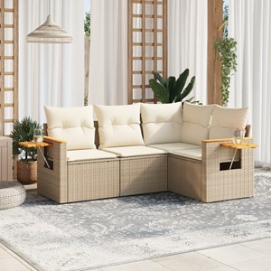 Maison exclusive - salon de jardin avec coussins 4 pcs beige résine tressée