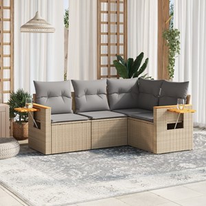 Maison exclusive - salon de jardin avec coussins 4 pcs beige résine tressée