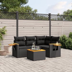 Maison exclusive - salon de jardin 5 pcs avec coussins noir résine tressée