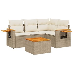 Maison exclusive - salon de jardin avec coussins 5 pcs beige résine tressée