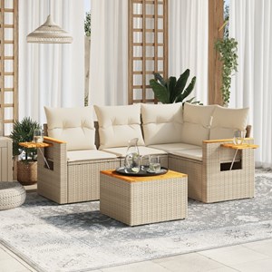 Maison exclusive - salon de jardin avec coussins 5 pcs beige résine tressée