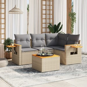 Maison exclusive - salon de jardin avec coussins 5 pcs beige résine tressée