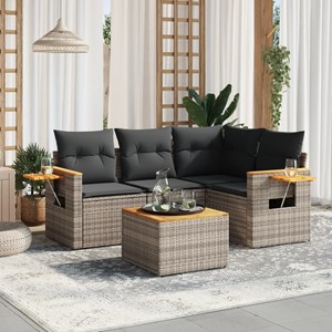 Maison exclusive - salon de jardin 5 pcs avec coussins gris résine tressée