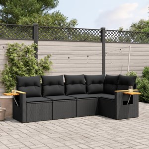 Maison exclusive - salon de jardin 5 pcs avec coussins noir résine tressée