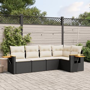 Maison exclusive - salon de jardin 5 pcs avec coussins noir résine tressée