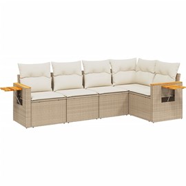 Maison exclusive - salon de jardin avec coussins 5 pcs beige résine tressée