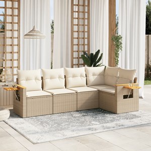 Maison exclusive - salon de jardin avec coussins 5 pcs beige résine tressée