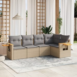 Maison exclusive - salon de jardin avec coussins 5 pcs beige résine tressée