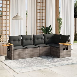 Maison exclusive - salon de jardin 5 pcs avec coussins gris résine tressée