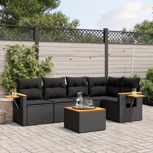 Maison exclusive - salon de jardin 6 pcs avec coussins noir résine tressée