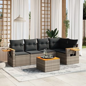 Maison exclusive - salon de jardin 6 pcs avec coussins gris résine tressée