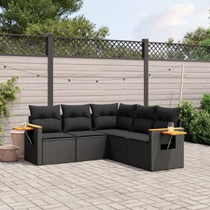 Maison exclusive - salon de jardin 5 pcs avec coussins noir résine tressée