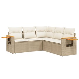 Maison exclusive - salon de jardin avec coussins 5 pcs beige résine tressée
