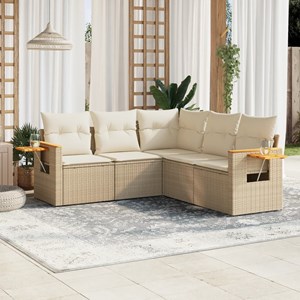 Maison exclusive - salon de jardin avec coussins 5 pcs beige résine tressée