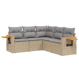 Maison exclusive - salon de jardin avec coussins 5 pcs beige résine tressée