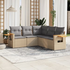 Maison exclusive - salon de jardin avec coussins 5 pcs beige résine tressée