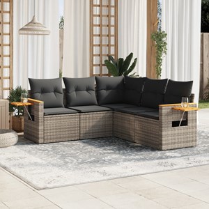 Maison exclusive - salon de jardin 5 pcs avec coussins gris résine tressée