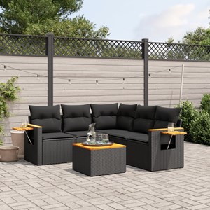 Maison exclusive - salon de jardin 6 pcs avec coussins noir résine tressée