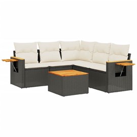 Maison exclusive - salon de jardin 6 pcs avec coussins noir résine tressée
