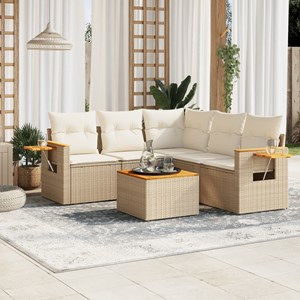 Maison exclusive - salon de jardin avec coussins 6 pcs beige résine tressée