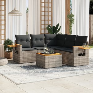 Maison exclusive - salon de jardin 6 pcs avec coussins gris résine tressée