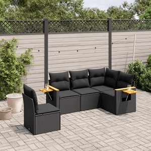 Maison exclusive - salon de jardin 5 pcs avec coussins noir résine tressée