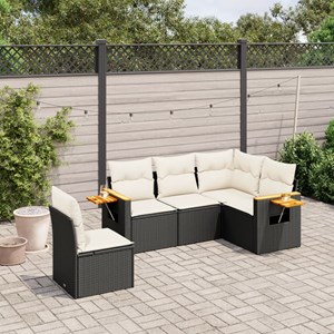 Maison exclusive - salon de jardin 5 pcs avec coussins noir résine tressée