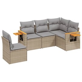 Maison exclusive - salon de jardin avec coussins 5 pcs beige résine tressée