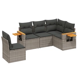 Maison exclusive - salon de jardin 5 pcs avec coussins gris résine tressée