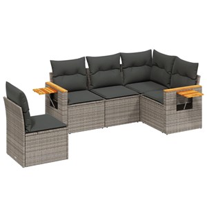 Maison exclusive - salon de jardin 5 pcs avec coussins gris résine tressée