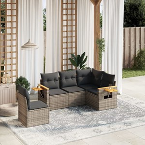 Maison exclusive - salon de jardin 5 pcs avec coussins gris résine tressée