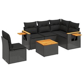Maison exclusive - salon de jardin 6 pcs avec coussins noir résine tressée