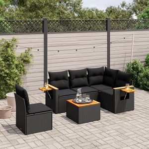 Maison exclusive - salon de jardin 6 pcs avec coussins noir résine tressée