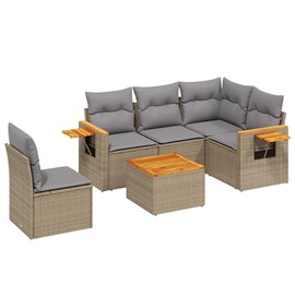 Maison exclusive - salon de jardin avec coussins 6 pcs beige résine tressée