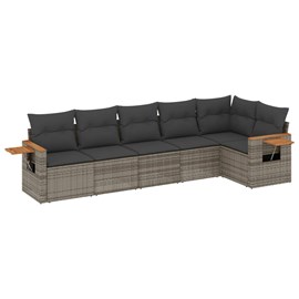Maison exclusive - salon de jardin 6 pcs avec coussins gris résine tressée