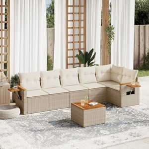 Maison exclusive - salon de jardin avec coussins 7 pcs beige résine tressée