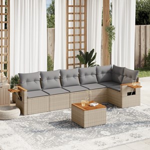 Maison exclusive - salon de jardin avec coussins 7 pcs beige résine tressée