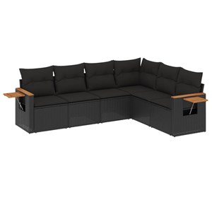 Maison exclusive - salon de jardin 6 pcs avec coussins noir résine tressée