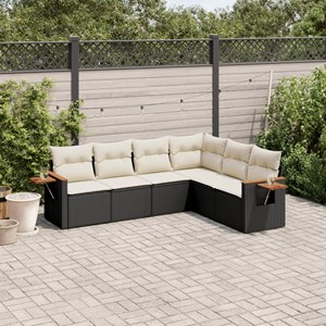 Maison exclusive - salon de jardin 6 pcs avec coussins noir résine tressée