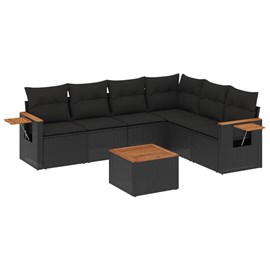 Maison exclusive - salon de jardin 7 pcs avec coussins noir résine tressée