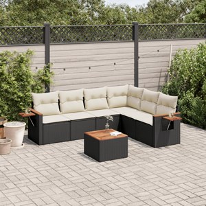 Maison exclusive - salon de jardin 7 pcs avec coussins noir résine tressée