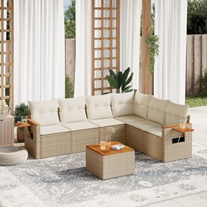 Maison exclusive - salon de jardin avec coussins 7 pcs beige résine tressée