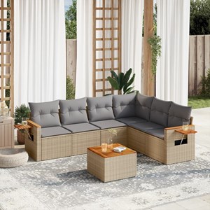 Maison exclusive - salon de jardin avec coussins 7 pcs beige résine tressée